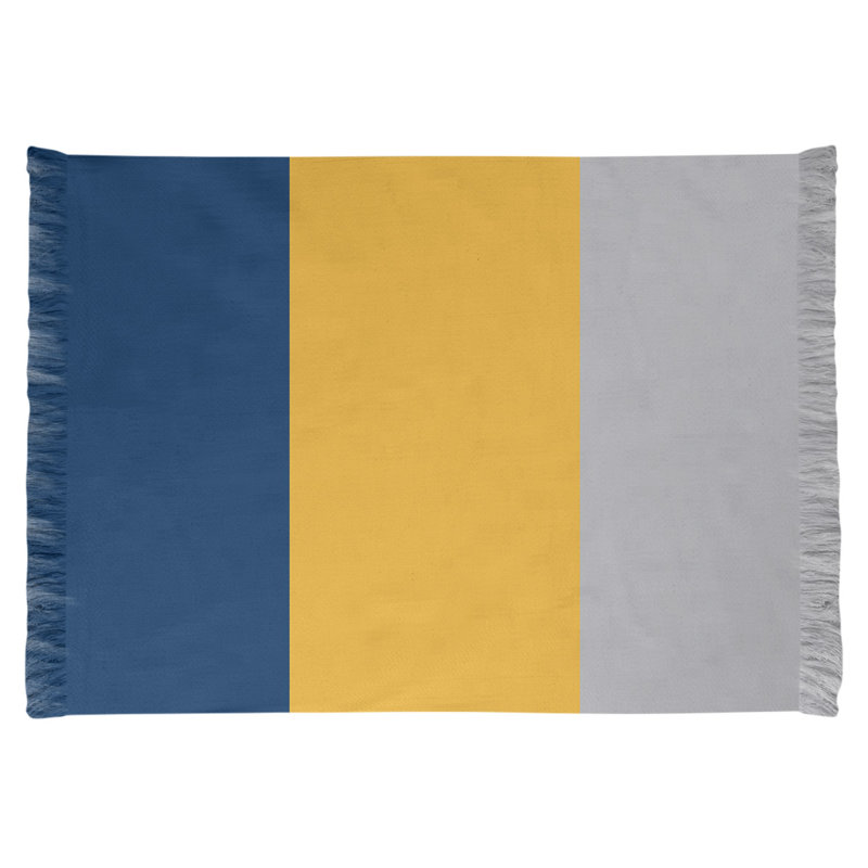 Tapis à rayures 4,6 pi x 5,5 po bleu marine/doré/gris froid froid