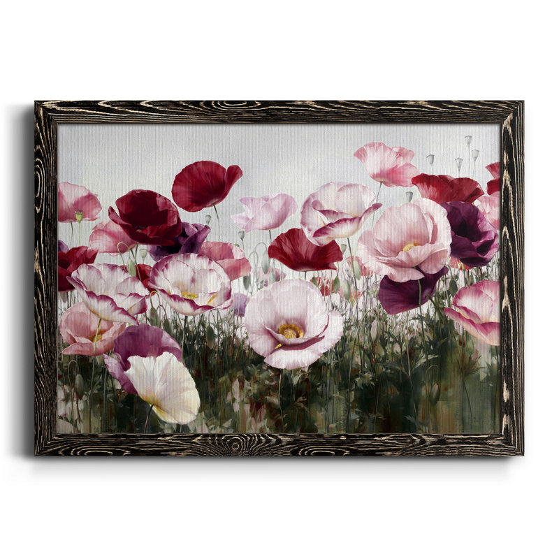 Toile encadrée de qualité supérieure Royal Poppy Field - prête à être accrochée, H 20 po x l 17 po x P 1,5 po, Noir