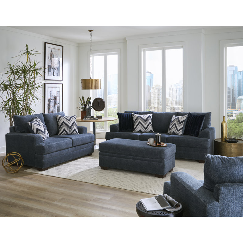 Ahuli Upholstered 93'' Sofa, Navy