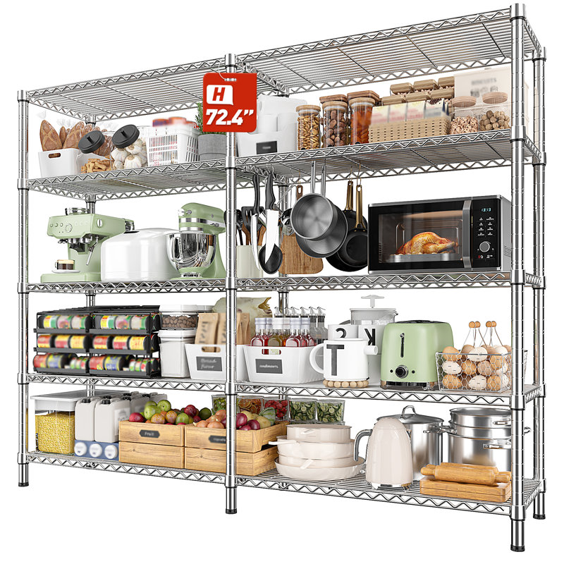 Marlia Steel Height -Adjustable Storage Rack Heavy Duty Shelving Unit 2 Installation Type, Chrome