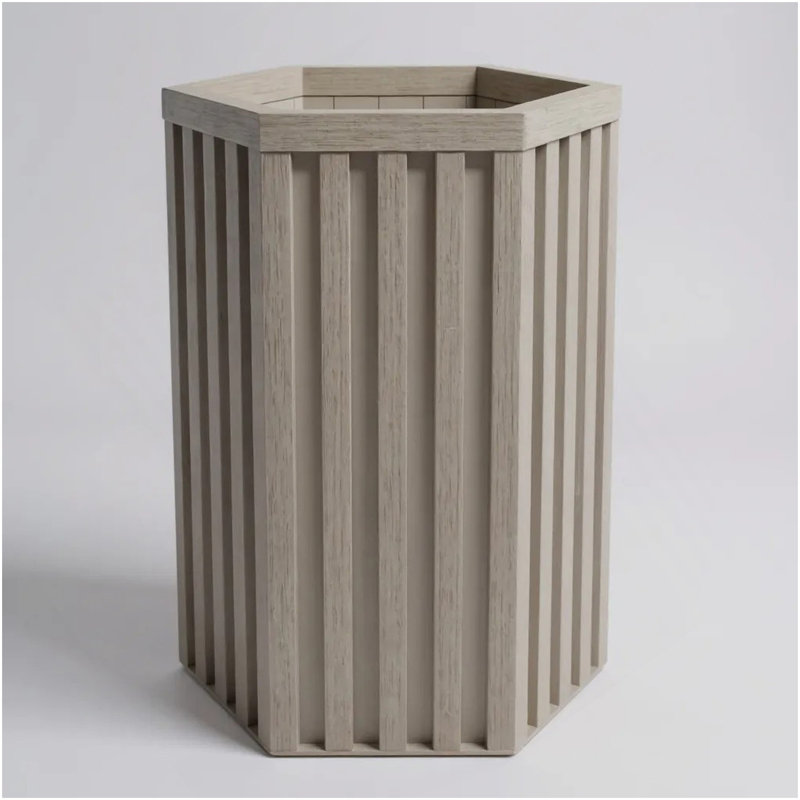 Hexagon Column Planter MD - Grey Brown, Brown Gray, 22.25" H x 11.75" W x 13.5" D