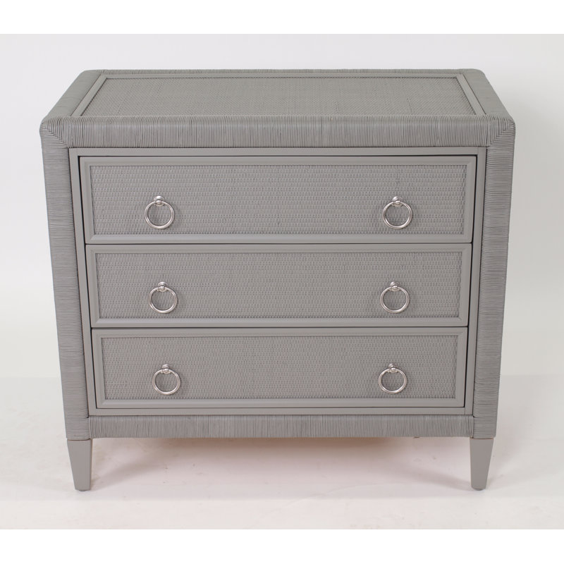 Sabal Bay 3-Drawer Wicker Chest, Mushroom, Satin Nickel