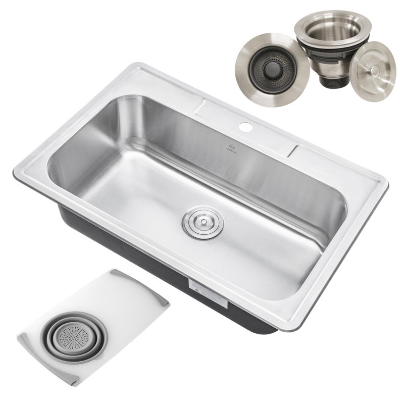 33'' L Drop-In Single Bowl Stainless Steel Kitchen Sink