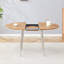Table de salle à manger ronde extensible pour 4 à 6 personnes, panneau de fibres à densité moyenne à grain de bois brun avec pieds en métal argenté frais, transformation ovale peu encombrante-131256430