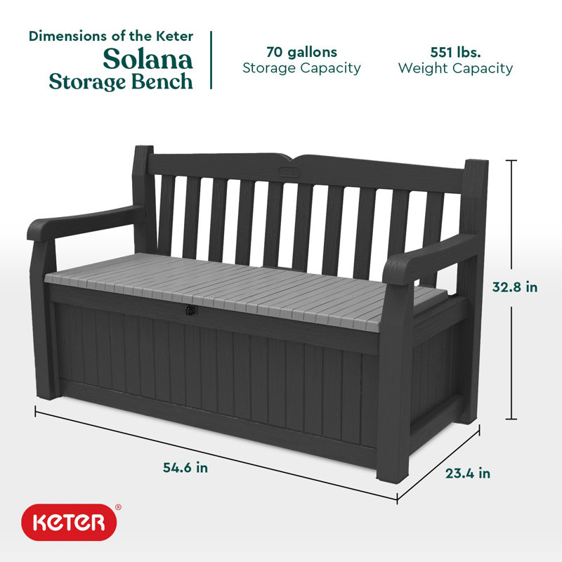 Graphite Resin Outdoor Storage Bench with 70 Gallon Capacity