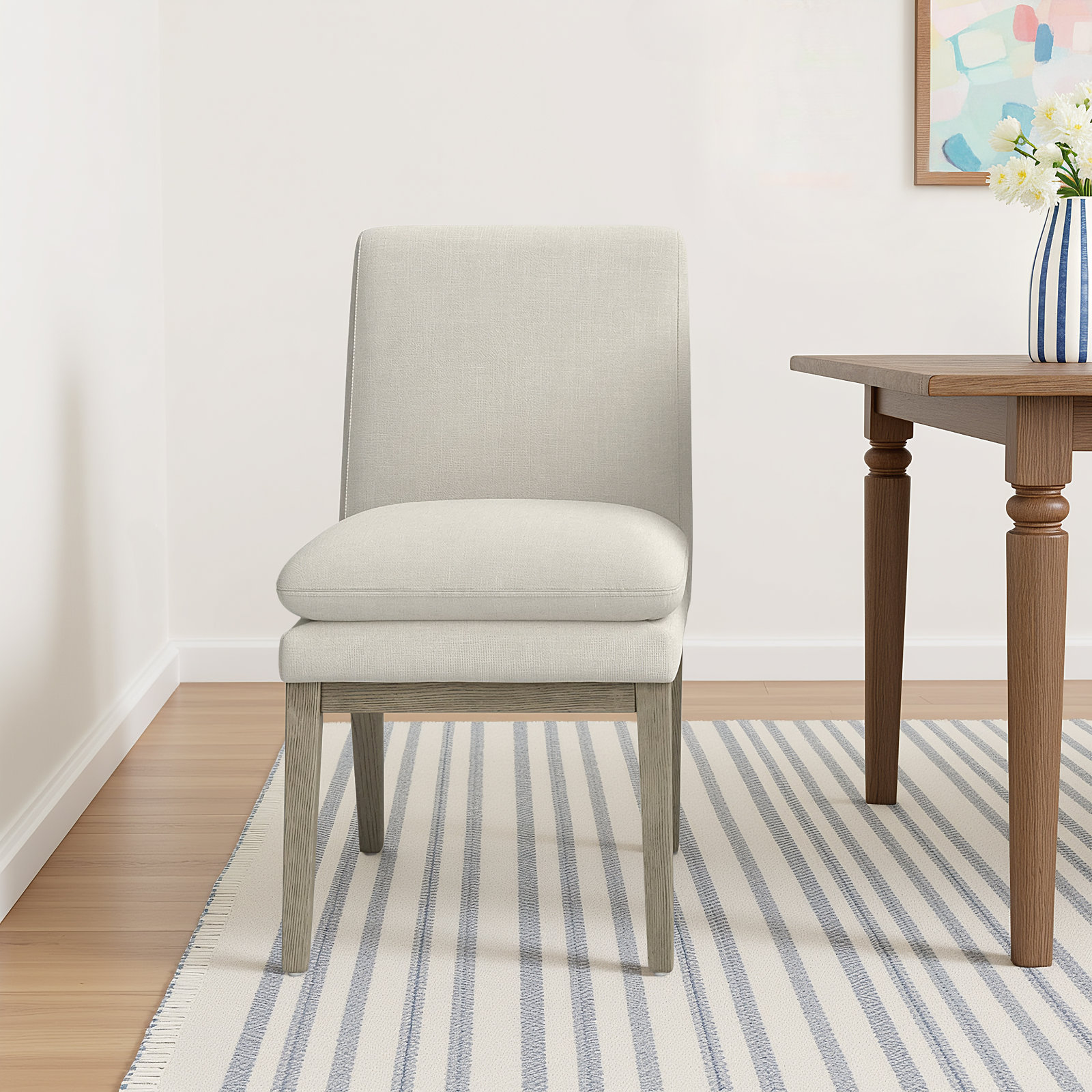 Bethea Upholstered Dining Chair (Set of 2), Effie Linen Performance Linen