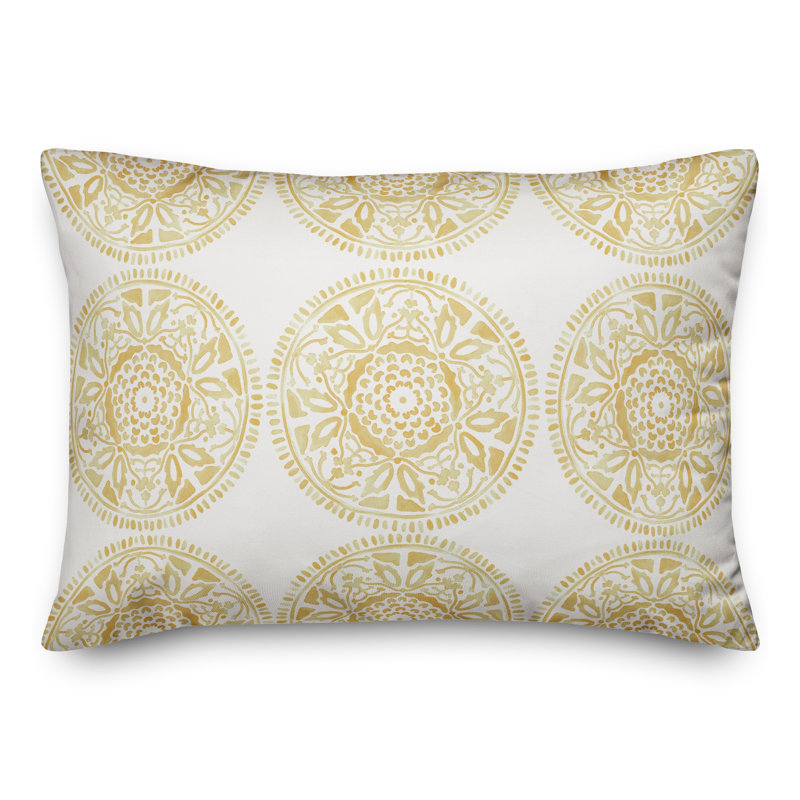 Floral Outdoor Reversible Throw Pillow, Light Yellow