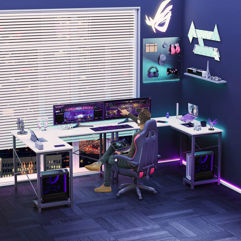 Bureau de jeu en L, Blanc