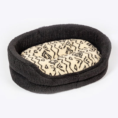 Oval Geometric Fleece Pet Bed