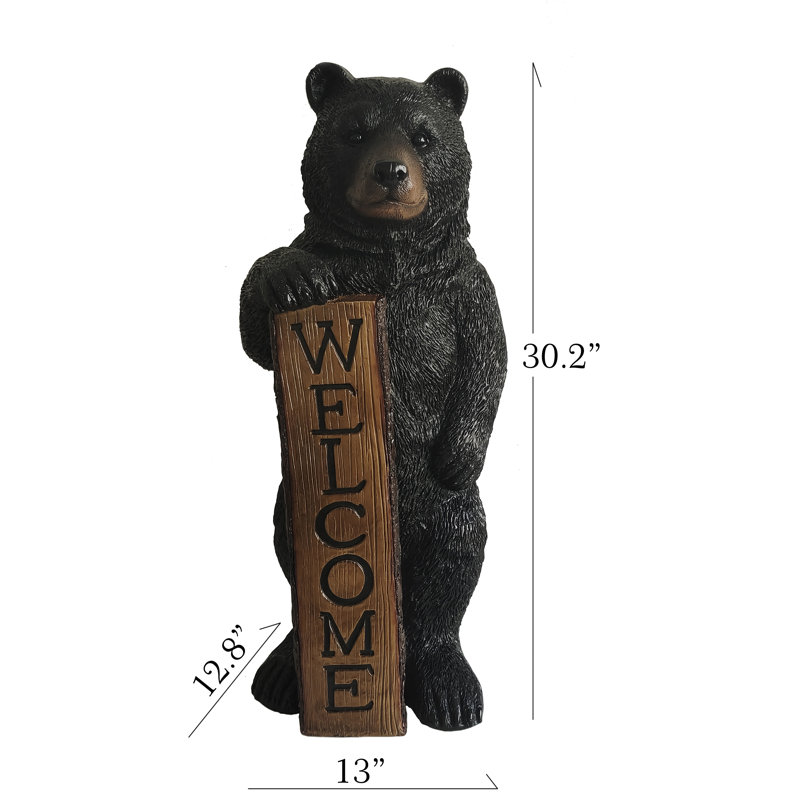 Welcome Bear Haven: Standing Black Bear with Heartwarming Welcome Sign