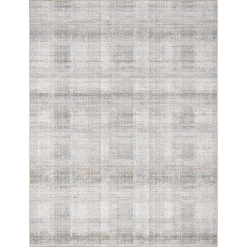 Nuzzo Parquet Retro Plaid Flat-Weave Beige Area Rug, Rectangle 9'10" x 13'