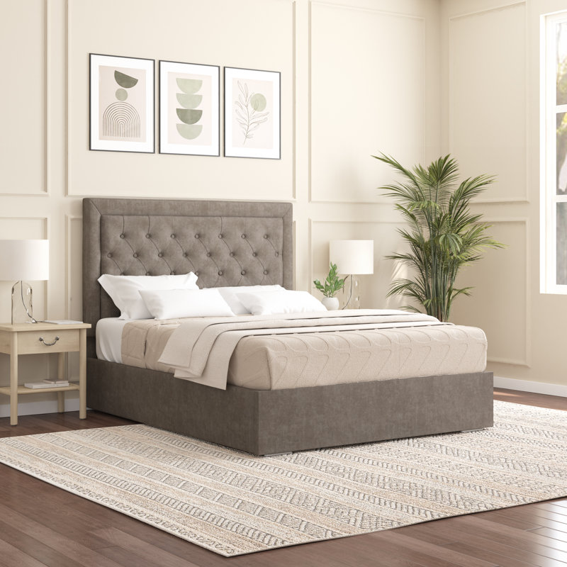 Merissa Upholstered Bed Frame, Single (3'), Mole