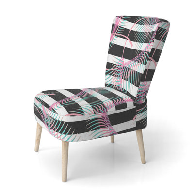 Chaise d'appoint rembourrée à motif rose et noir