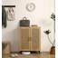 Armoire à chaussures à deux portes en rotin naturel avec grand espace de rangement et structure durable 29,5 pouces