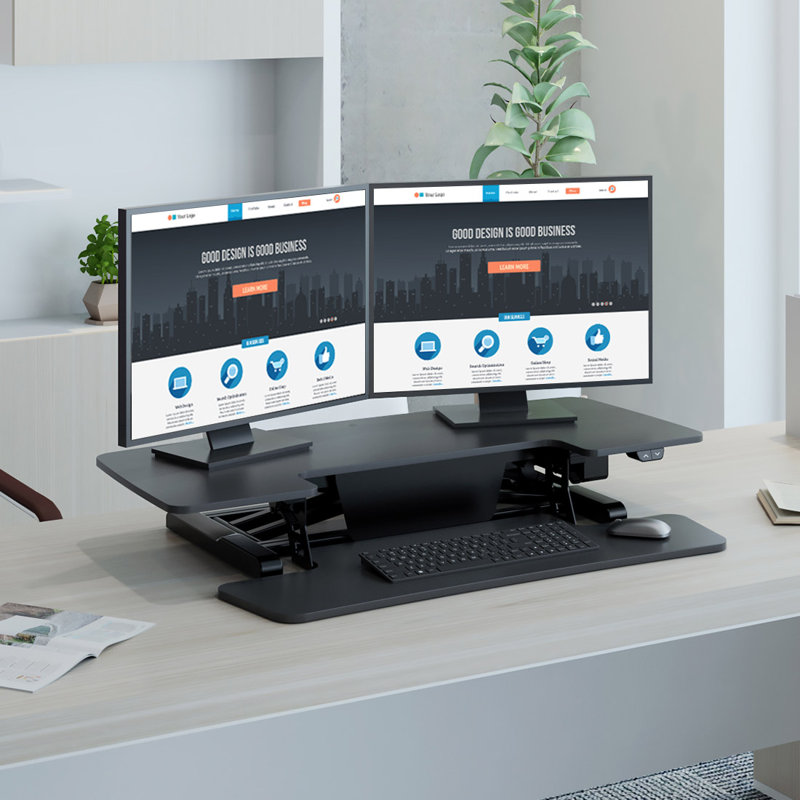 35"/40" Motorized Desk Converter, 19.7" H x 40" W x 16.3" D