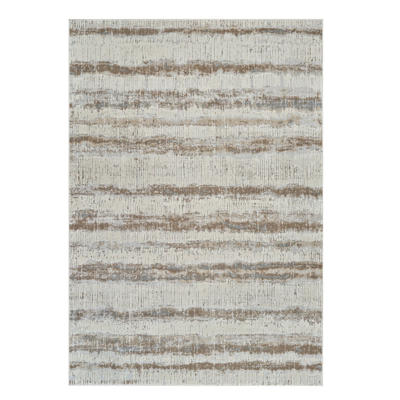4' X 6' Beige and Brown Abstract Non Skid Area Rug