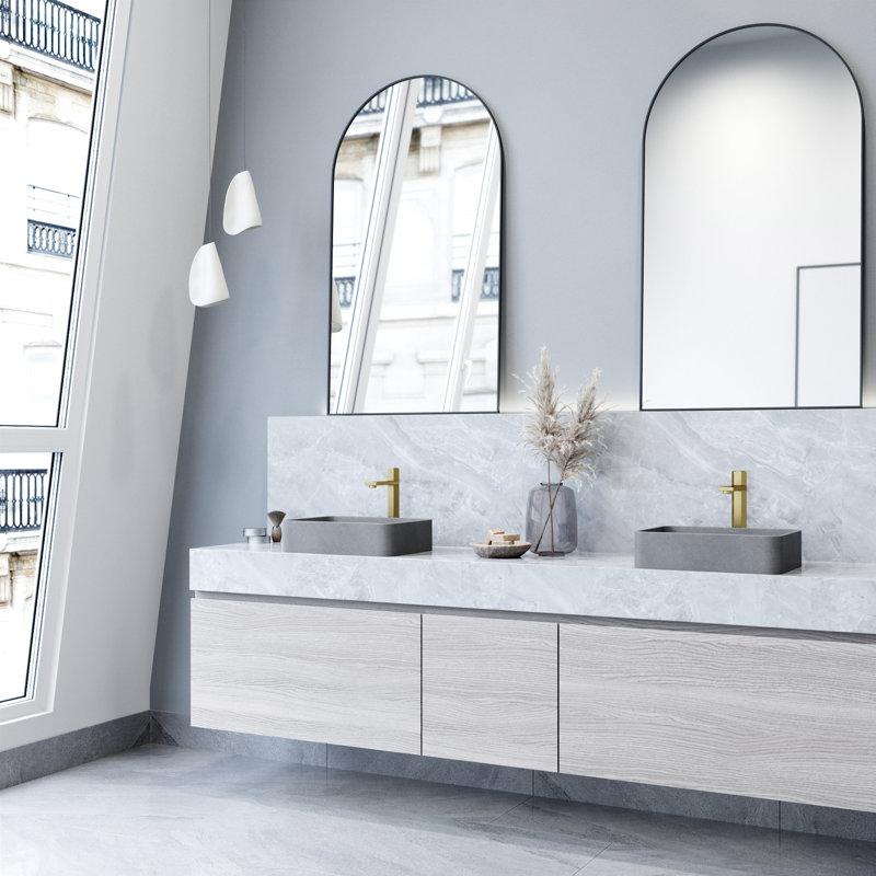 Lavabo vasque rectangulaire fait à la main gris L 16 po x l 12 po x H 4 po Segovia