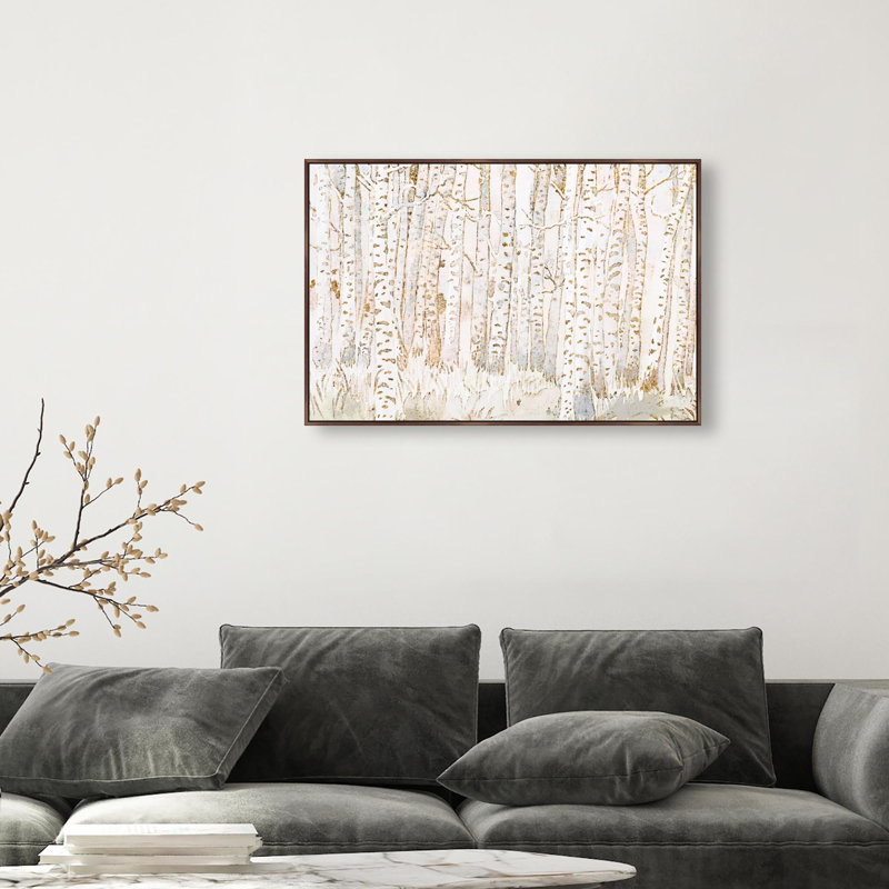Oliver Gal Aspen Trees Lanscape - Heavy Gel Top Coat Framed Canvas Art, Brown, 25" H x 37" W
