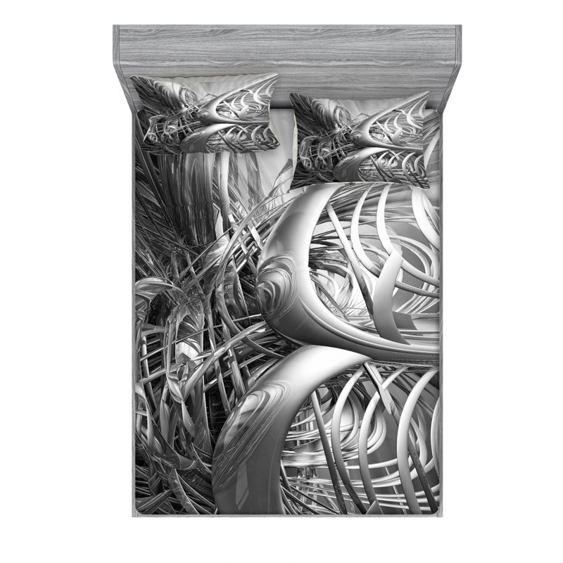 Microfiber Abstract Sheet Set, Queen Sheet Set with Fitted Sheet