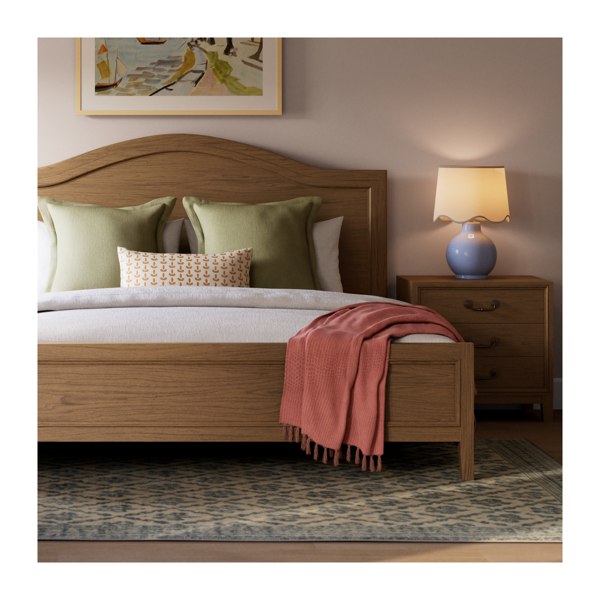Maura Accent Table Lamp, 15"H x 9"W x 9"D, Beige, Blue