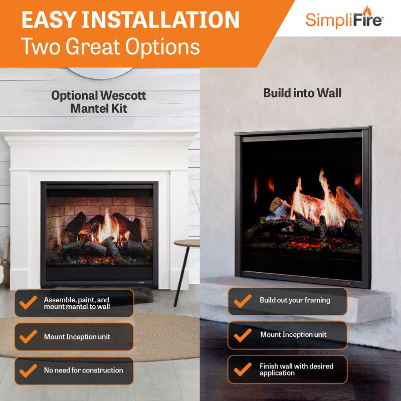 SimpliFire Inception 36-in Electric Fireplace with Decorative Front