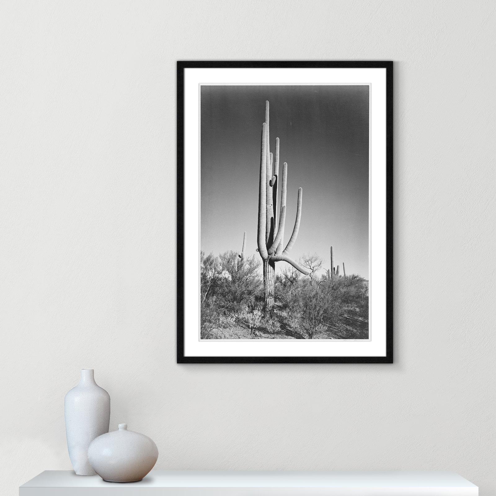 Saguaro National Monument Print by Ansel Adams, Black, 35.5" H x 25.5" W x 0.75" D