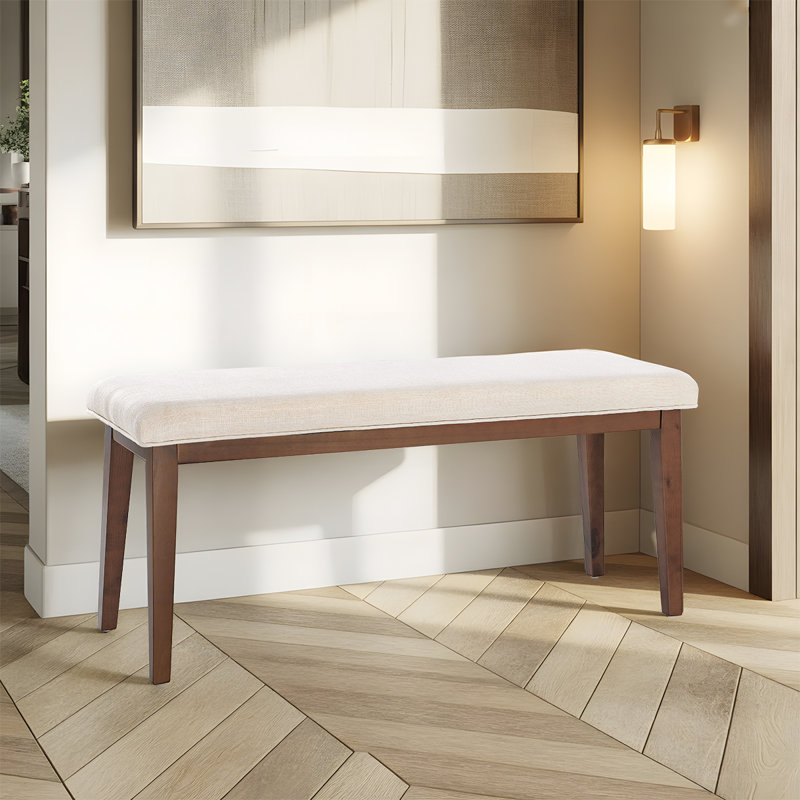 Banc rembourré en lin Modern, Beige