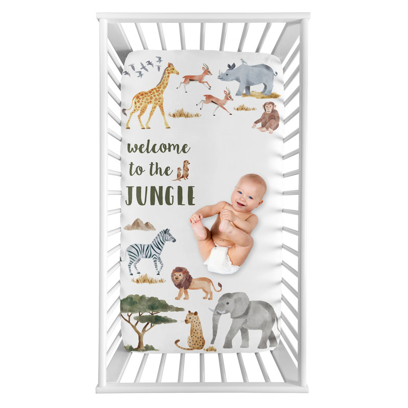 Drap-housse pour lit de bébé Jungle Animals par Sweet Jojo Designs