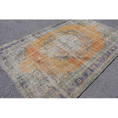 Large Turkish Vintage Wool Rug In Eye-Catching Orange For A Warm And Inviting Living Room Setting Perfect As An Oversize Organic Statement Piece