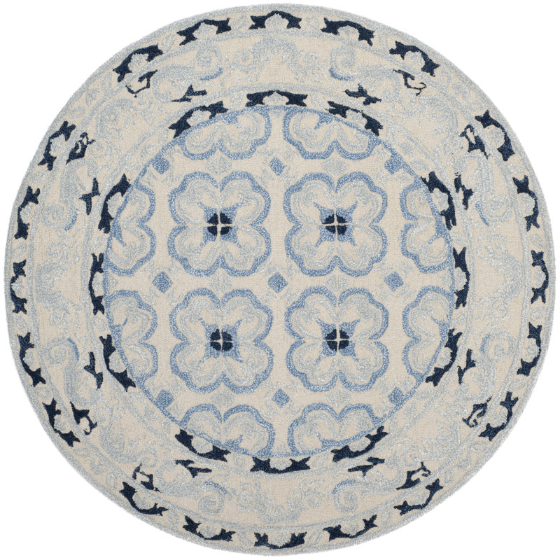 Tapis oriental en laine et viscose touffeté à la main Cruz, Rond 5 pi