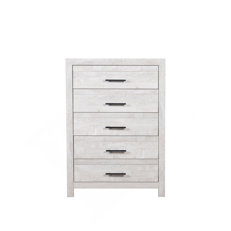 Commode 5 tiroirs de style moderne en bois naturel rustique
