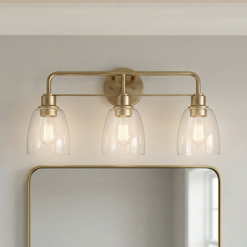 Meller 3-Light Industrial Inspired Vanity Light, Champagne Bronze