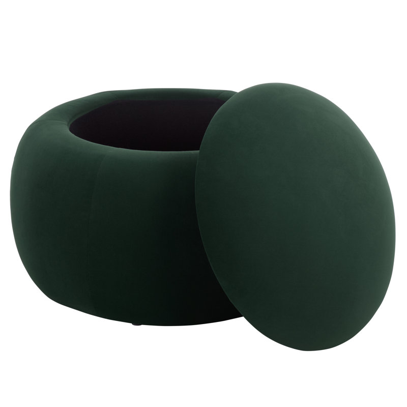 Siara Round Storage Ottoman, Hunter Green
