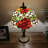 Linslade Tiffany Table Lamp Red Orange Stained Glass Rose Flowers LED Bulb Included 12"W*12"D*19"H