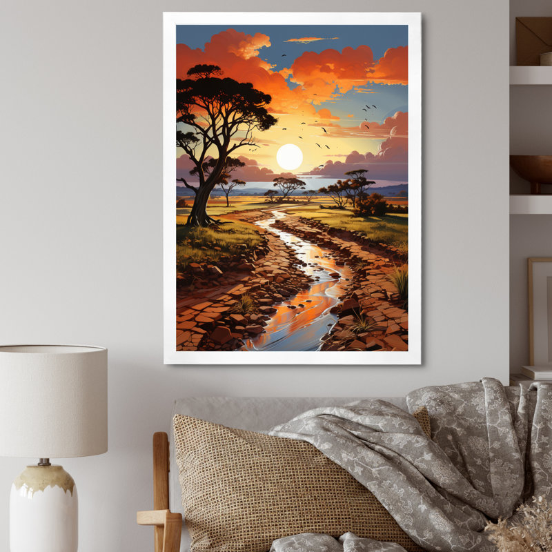 «Lennette Baobab Tree Landscape I», reproduction sur toile, H 32 po x l 16 po x P 1 po, Impression blanche sur toile encadrée