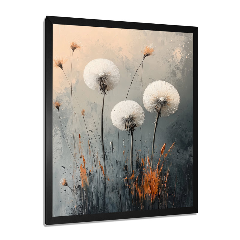 Howe - Floral Canvas Art Print, Black, 20" H x 12" W, Single Picture Framed Print