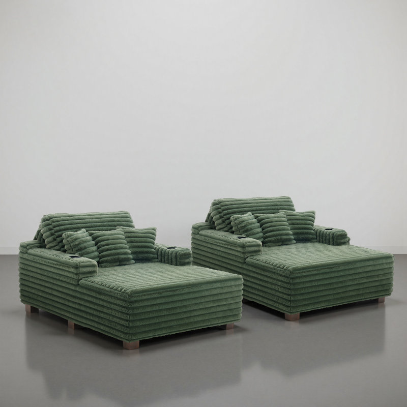 Upholstered Chaise Lounge, Green