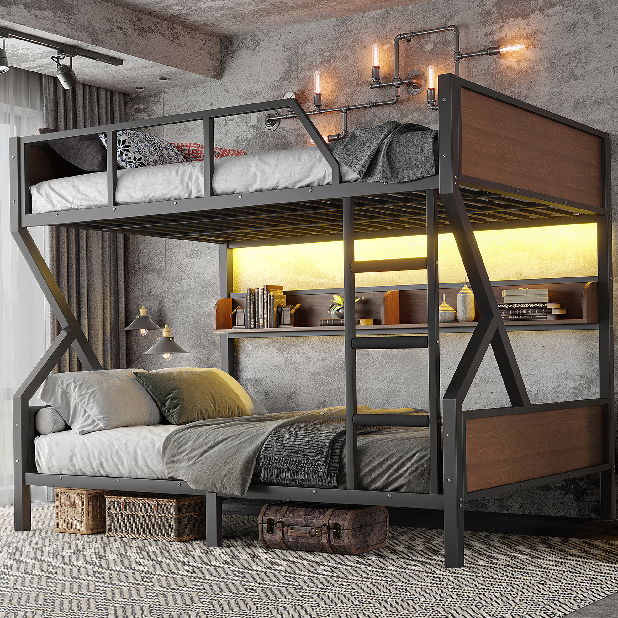 Trent Austin Design® Queen Over Queen Bunk Bed, Metal Bunk Bed With