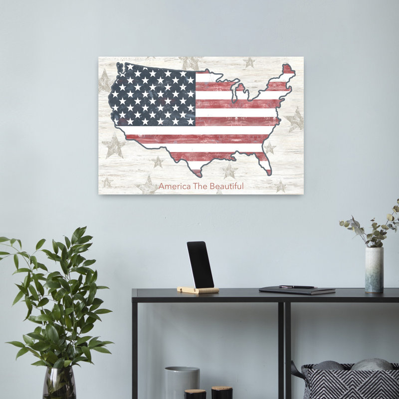 «America The Beautiful Map», art contemporain, H 16 po x l 24 po