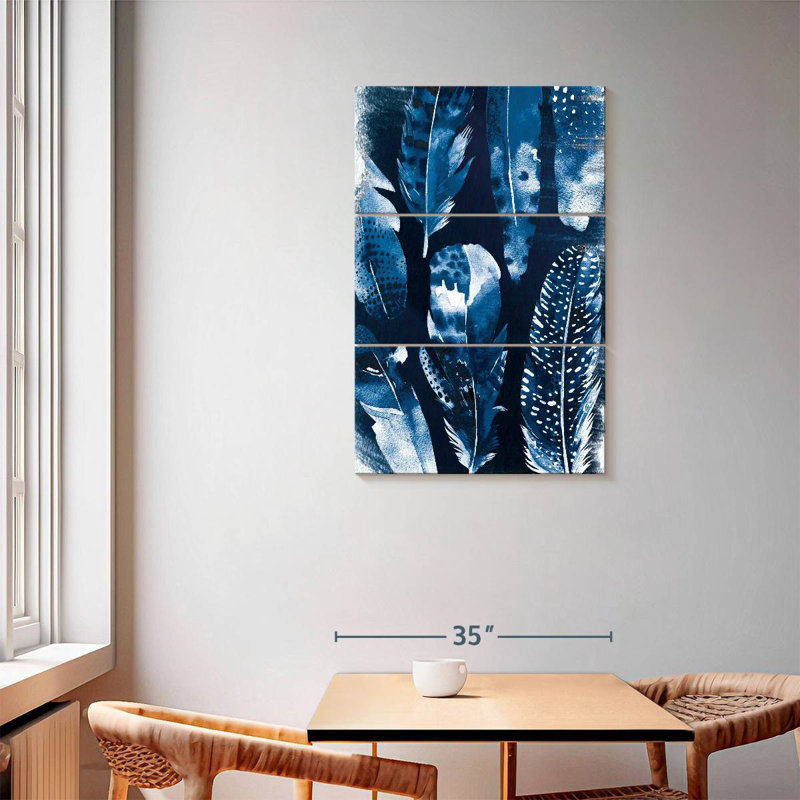 Plumes bleu minuit Kerner, H 57 po x l 36 po