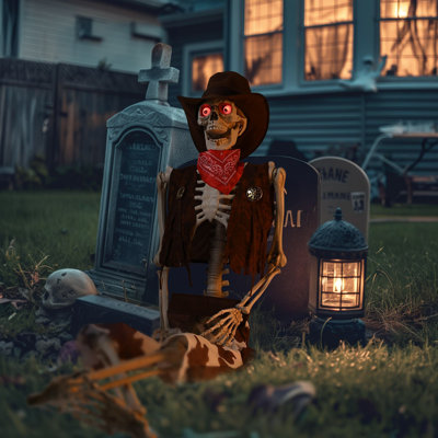 Kaytlynne Halloween Life Size Skeleton 5.4 FT Bones Creepy Sound Realistic with Posable Joints Party Home Garden Decorations