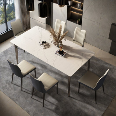 Stainless steel rectangular dining table set