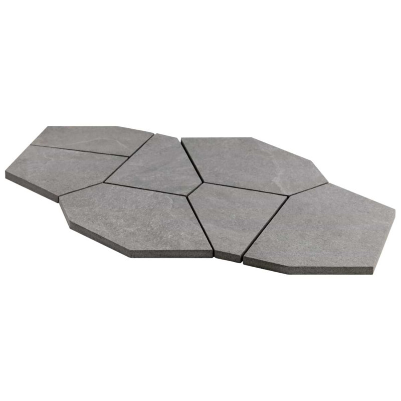 Era 12x20 Organic Pattern Matte Limestone Look Porcelain Mosaic Tile, Silver Gray