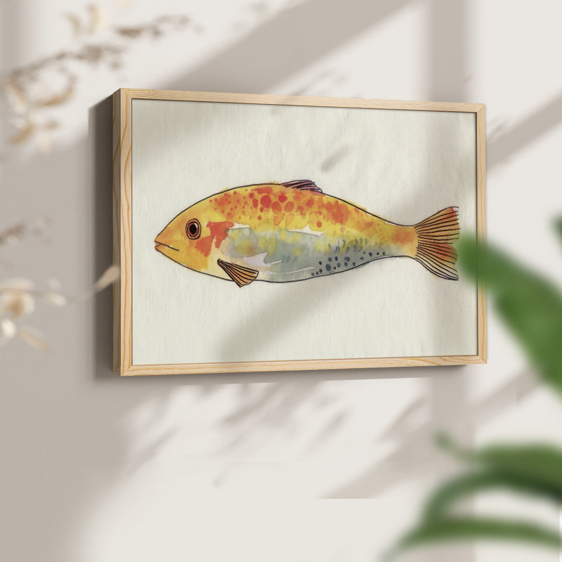 Fanciful Fish II -Framed Print - Restickable, Naturel, H 16 po x l 20 po
