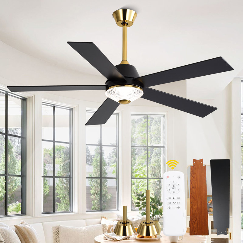 52" Chandelier Fan Modern Ceiling Fan with Lights, 6 Speeds DC Motor Reversible Fandelier Ceiling Fan for Bedroom