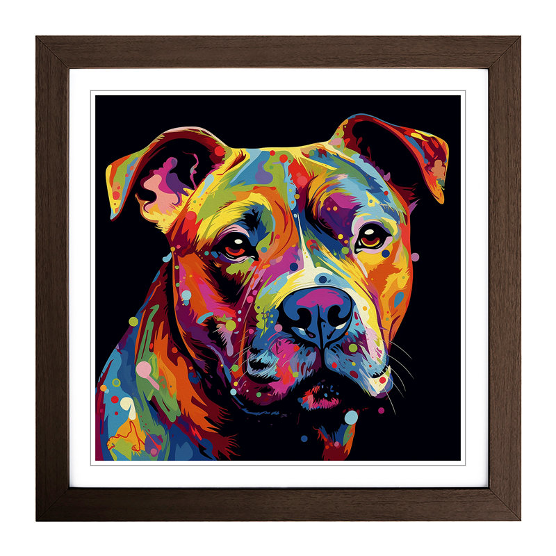 Staffordshire Bull Terrier Pop Art - Single Picture Frame Print on Wood, Walnut