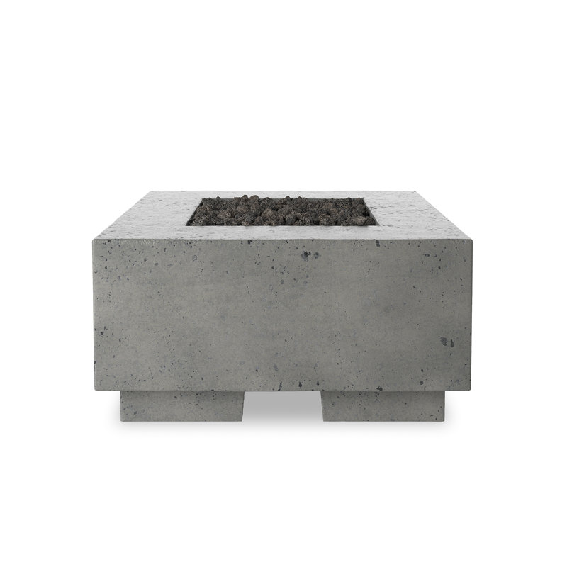 Daviona Square Concrete Natural Gas Fire Pit Table, Pewter Concrete