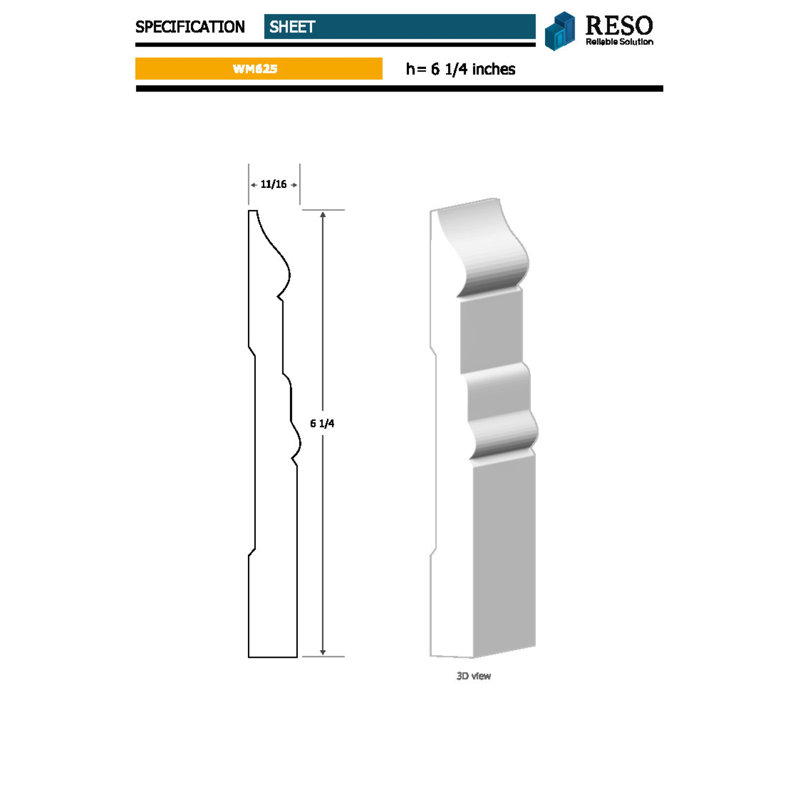 6.25'' H x 96'' W Primed Pine Finger-Jointed Baseboard Molding