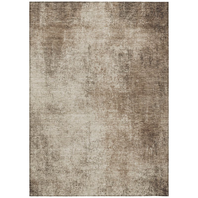 Machine Washable Indoor/Outdoor Xhevrie Taupe Rug