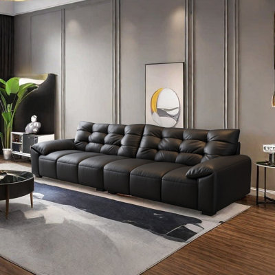 Italian minimalist leather in-line sofa